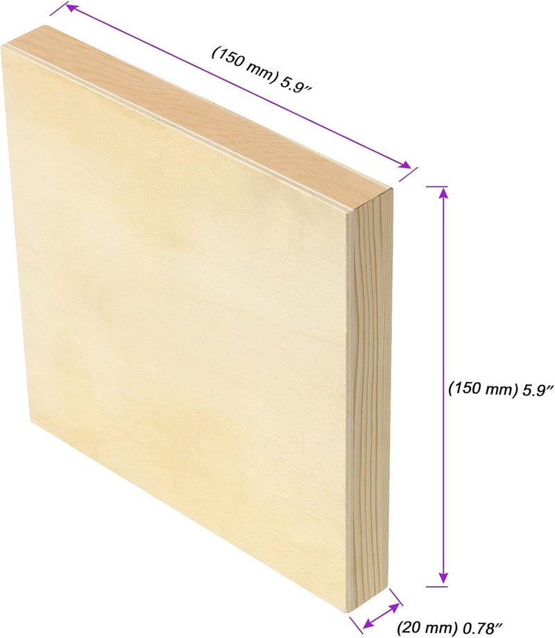 JOIKIT 14 Pack 6 x 6 x 0.78 Inch Wood Canvas Panels, Wooden Canvas Board Unfinished Square Wood Cradled Painting Panel Boards, Artist Wooden Canvases for Burning, Pouring, String Art, Crafts - Image 2